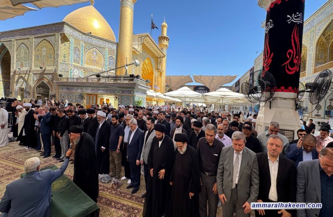 تقرير مصور .. السيد الحكيم يزور مرقد جده أمير المؤمنين الإمام علي (عليه السلام)، ويشارك في تشييع الفقيد السيد مهدي بحر العلوم (رحمه الله).
