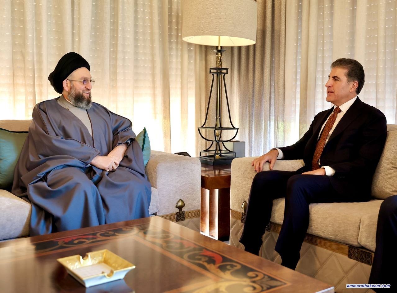 Sayyid Al-Hakeem Meets with Kurdistan Region President Nechirvan Barzani, Congratulates Region‘s Successful Parliamentary Elections