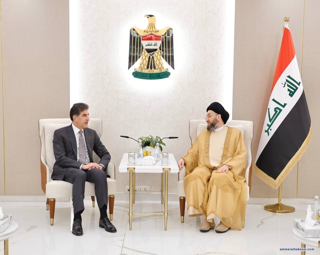Sayyid Al-Hakeem discusses Iraq's political scene updates with Nechervan Barzani