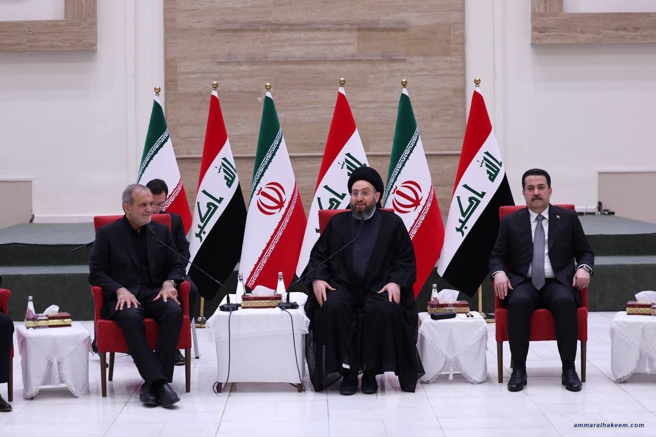 السيد الحكيم يستقبل الرئيس الايراني ويؤكد على عمق العلاقة مع الجمهورية الإسلامية الإيرانية