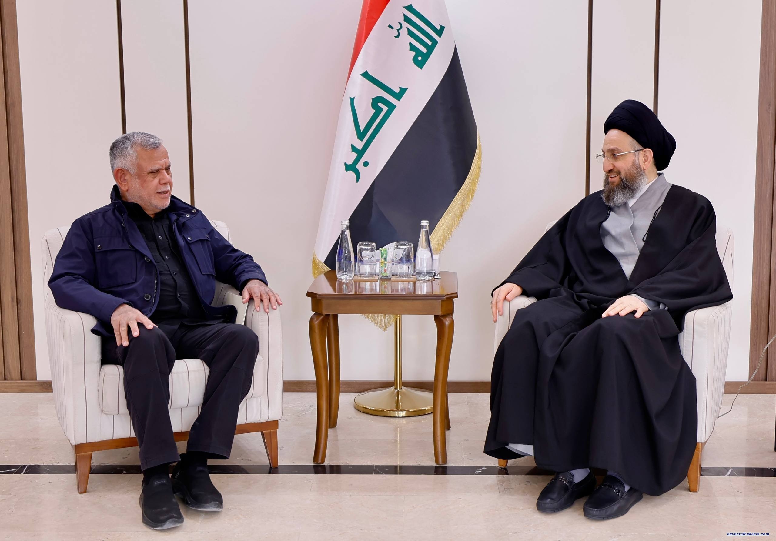 السيد الحكيم يبحث مع العامري الاستحقاقات الدستورية ويؤكد أهمية ترسيخ الاستقرار وتحويله إلى تنمية دائمة