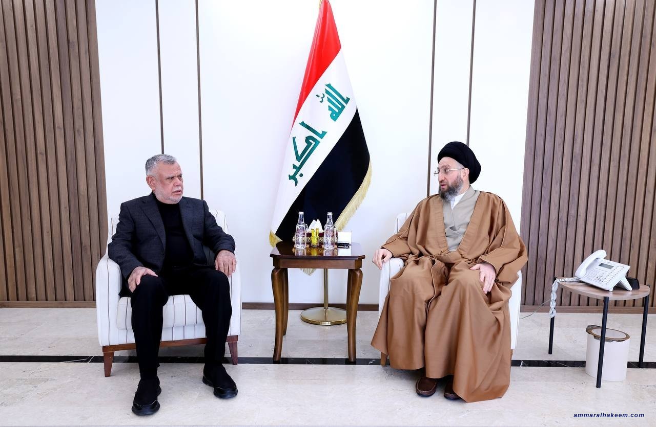 Sayyid Al-Hakeem Receives Hadi Al-Amiri, Affirms Enhancing Stability, Achieve Sustainable Development