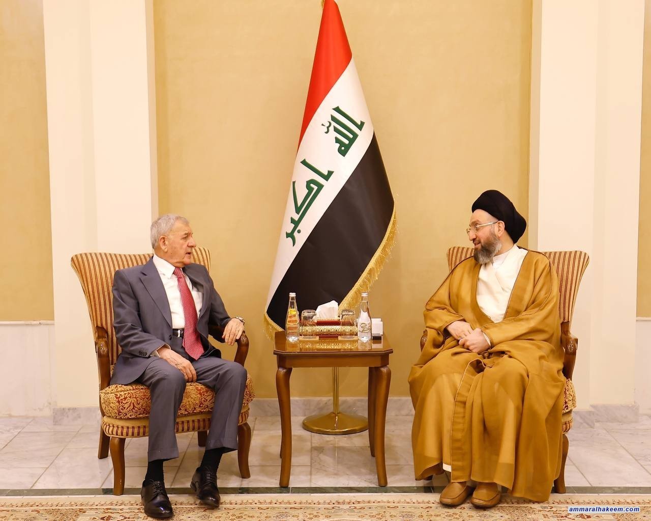 السيد الحكيم يستقبل رئيس الجمهورية ويؤكد أهمية إنجاح القمة العربية وترسيخ الاستقرار المستدام