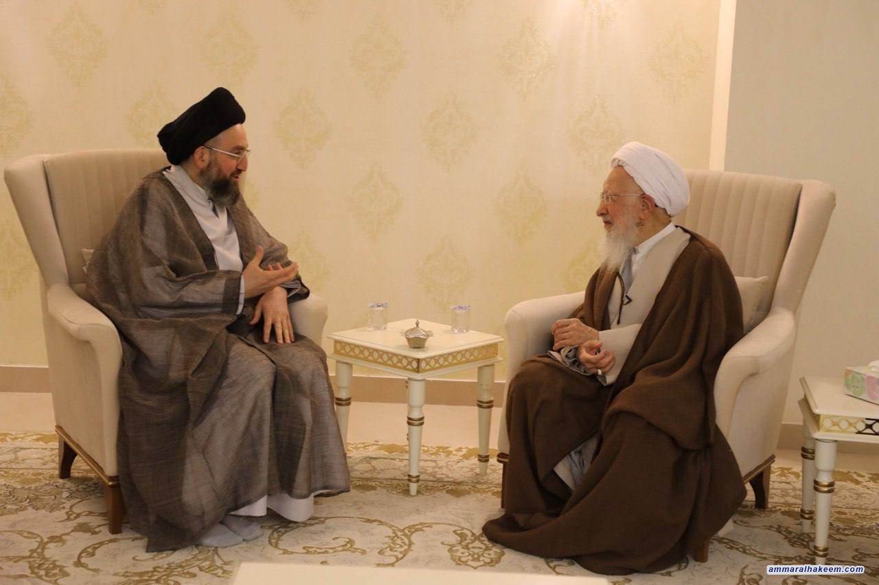 السيد الحكيم يلتقي المرجع الديني الشيخ عبد الله جوادي الآملي ويبحث التحديات التي تواجه الأمة الإسلامية