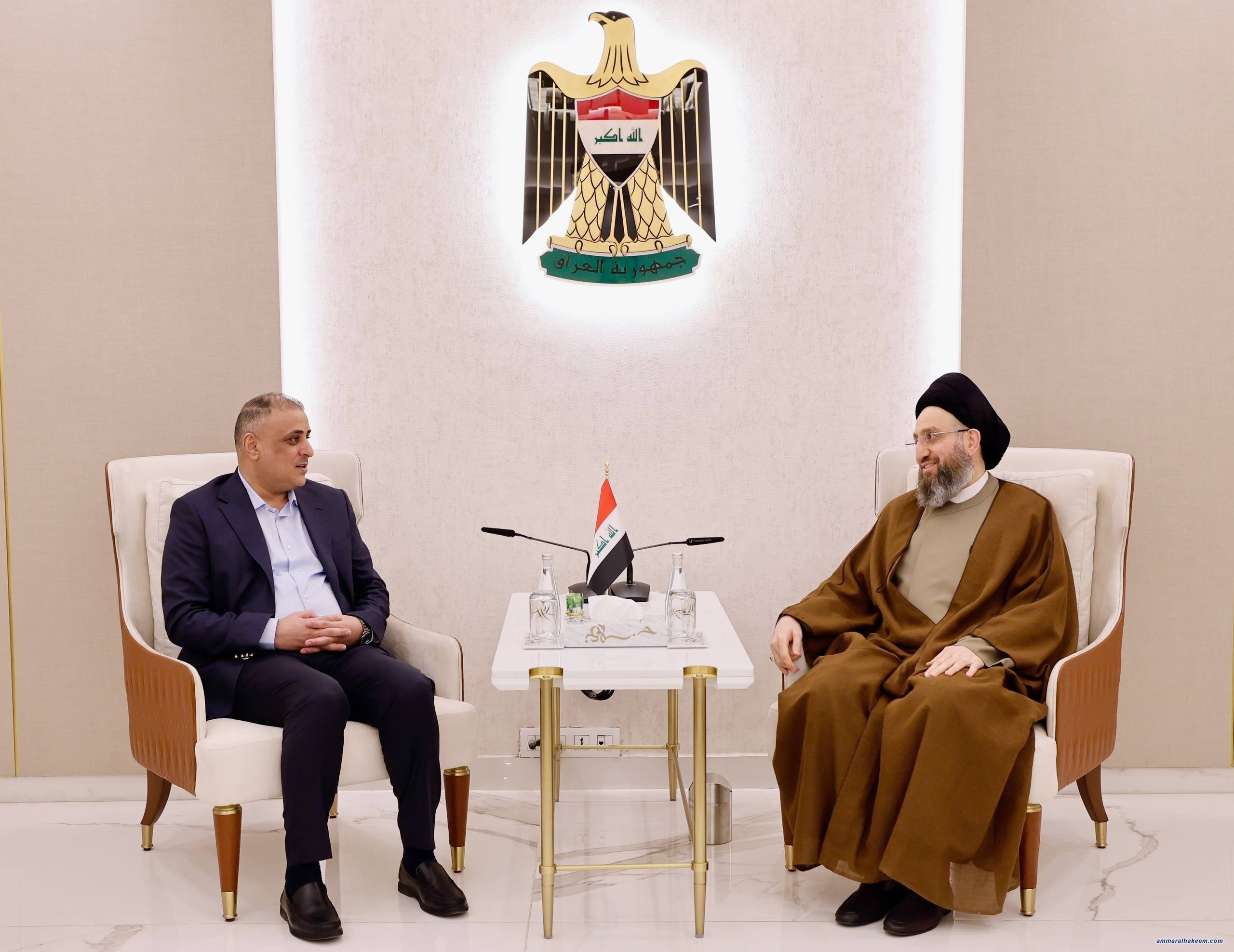 السيد الحكيم يلتقي وفد تحالف خدمات ويؤكد تفعيل الدور النيابي ومواجهة التحديات الاقتصادية والأمنية